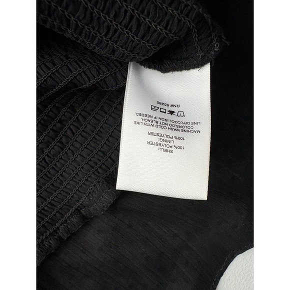 Express Smocked Peplum Top Swiss Dot Ruffle Trim Puff Sleeve Black L - Picture 6 of 8